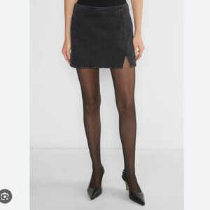 Aritzia Black Denim Pencil Skirt with Side Slit